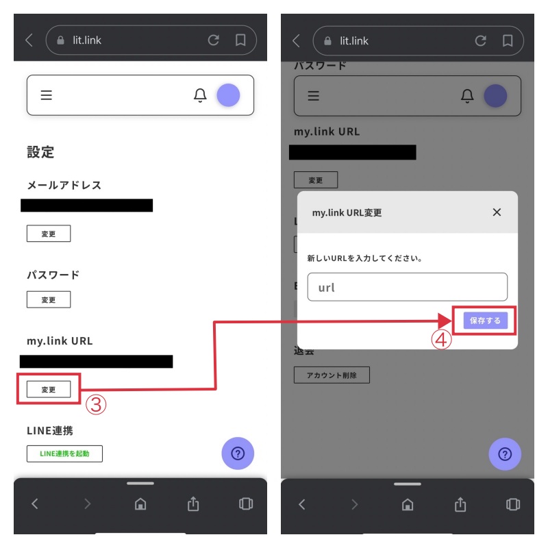 リットリンクの新規登録時のURLとは